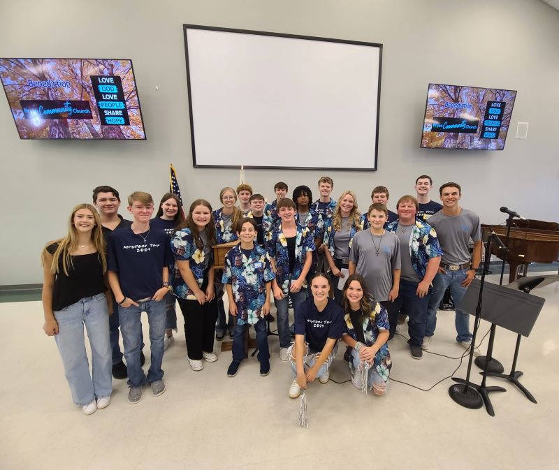 youth group gathered at the front of the church