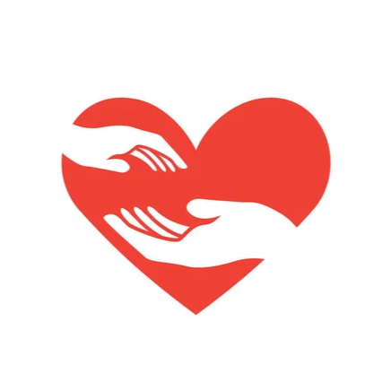 logo with hands in a red heart